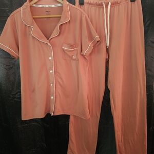 Born Womens Pink 2-Piece Pajama Set Size Medium Drawstring Soft Comfortable